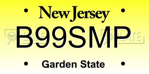 B99SMP New Jersey License Plate