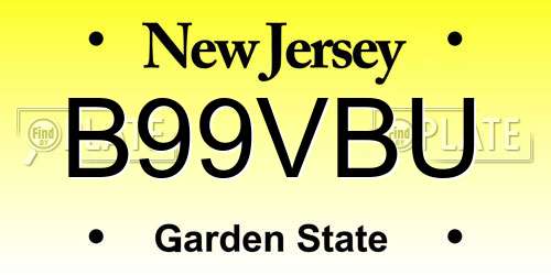 B99VBU New Jersey License Plate