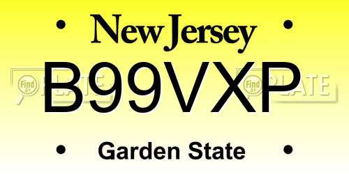 B99VXP New Jersey License Plate