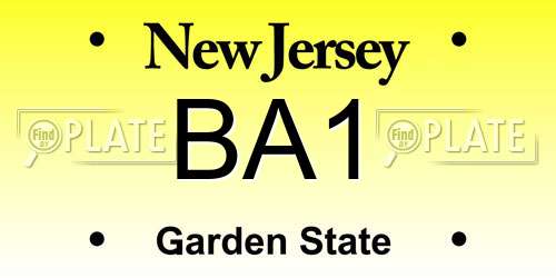 BA1 New Jersey License Plate