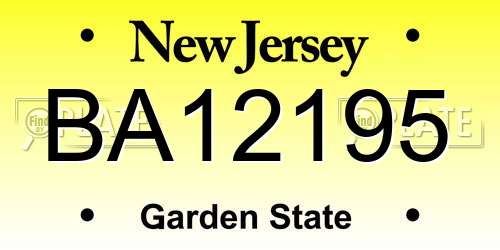BA12195 New Jersey License Plate