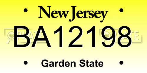 BA12198 New Jersey License Plate
