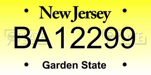 BA12299 New Jersey License Plate