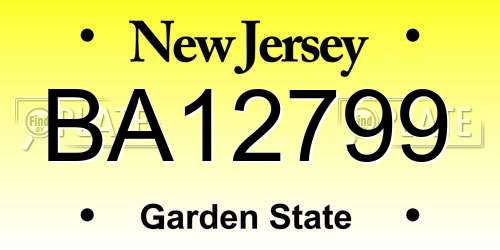 BA12799 New Jersey License Plate