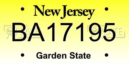 BA17195 New Jersey License Plate