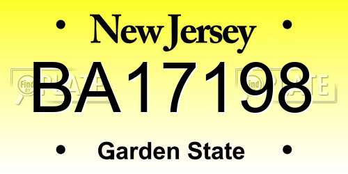 BA17198 New Jersey License Plate