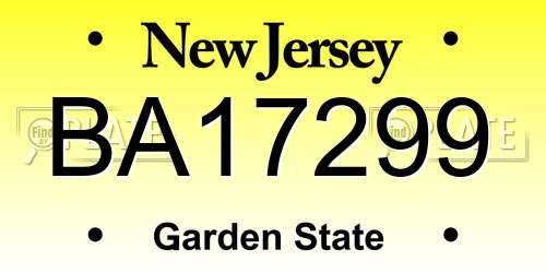 BA17299 New Jersey License Plate