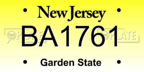 BA1761 New Jersey License Plate