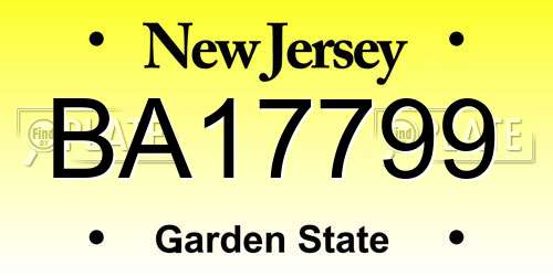 BA17799 New Jersey License Plate