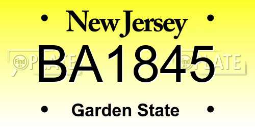 BA1845 New Jersey License Plate