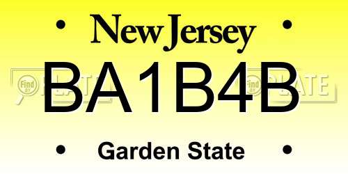 BA1B4B New Jersey License Plate