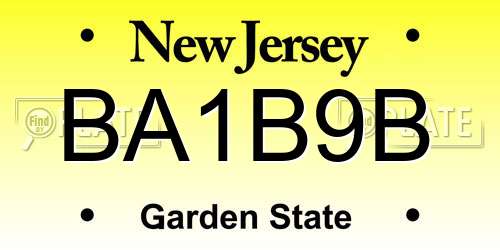 BA1B9B New Jersey License Plate