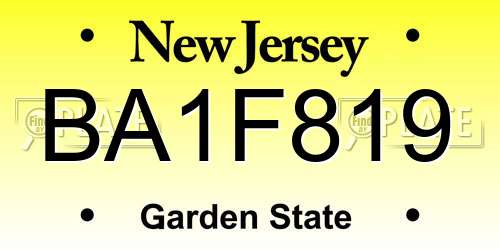 BA1F819 New Jersey License Plate