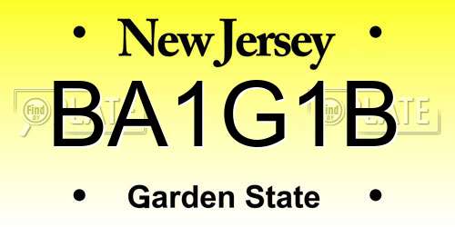BA1G1B New Jersey License Plate