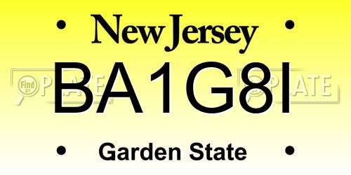 BA1G8I New Jersey License Plate