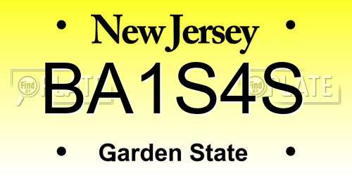 BA1S4S New Jersey License Plate
