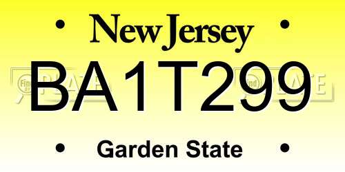 BA1T299 New Jersey License Plate