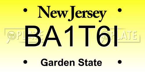 BA1T6I New Jersey License Plate