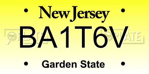 BA1T6V New Jersey License Plate