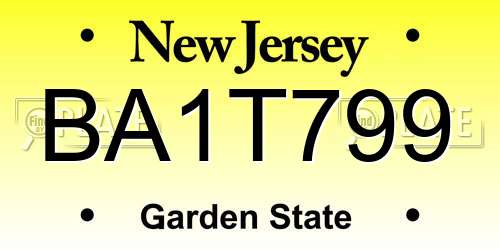 BA1T799 New Jersey License Plate