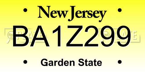 BA1Z299 New Jersey License Plate