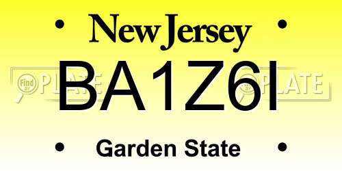 BA1Z6I New Jersey License Plate