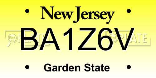 BA1Z6V New Jersey License Plate