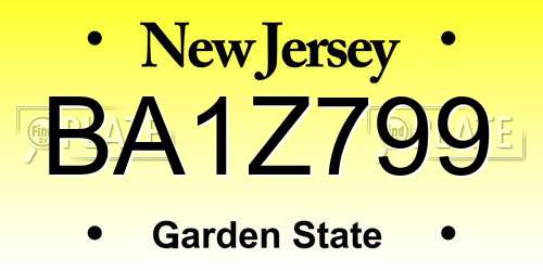 BA1Z799 New Jersey License Plate