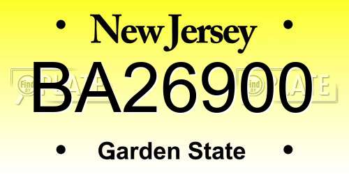 BA26900 New Jersey License Plate