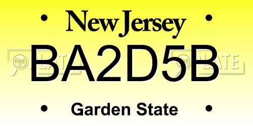 BA2D5B New Jersey License Plate