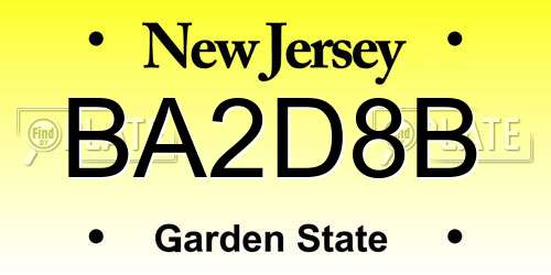BA2D8B New Jersey License Plate