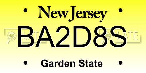 BA2D8S New Jersey License Plate