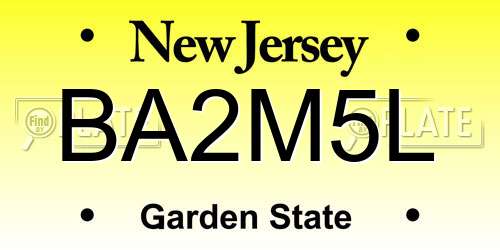 BA2M5L New Jersey License Plate