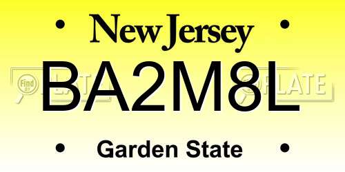 BA2M8L New Jersey License Plate