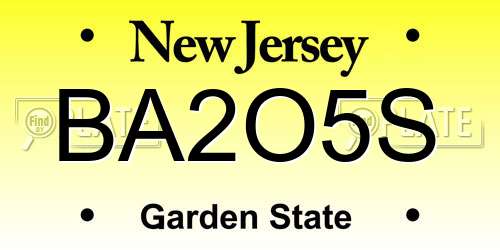 BA2O5S New Jersey License Plate