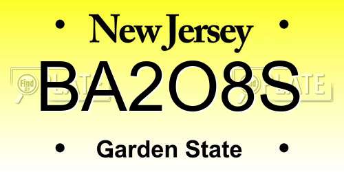 BA2O8S New Jersey License Plate