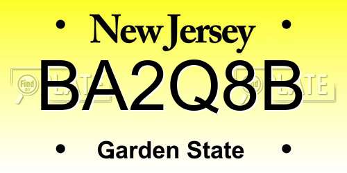 BA2Q8B New Jersey License Plate
