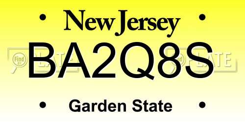 BA2Q8S New Jersey License Plate