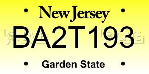 BA2T193 New Jersey License Plate