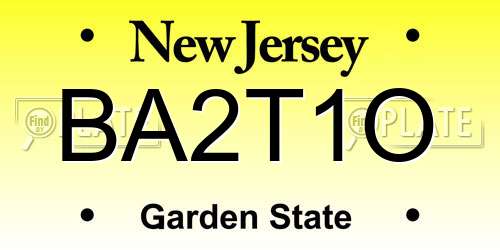 BA2T1O New Jersey License Plate