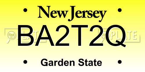 BA2T2Q New Jersey License Plate