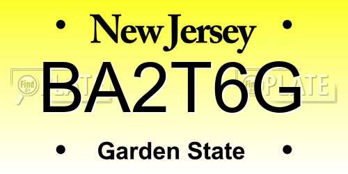 BA2T6G New Jersey License Plate