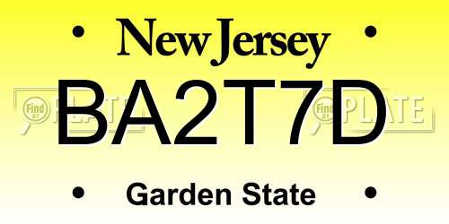 BA2T7D New Jersey License Plate