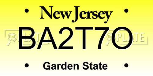 BA2T7O New Jersey License Plate