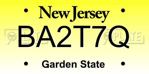 BA2T7Q New Jersey License Plate