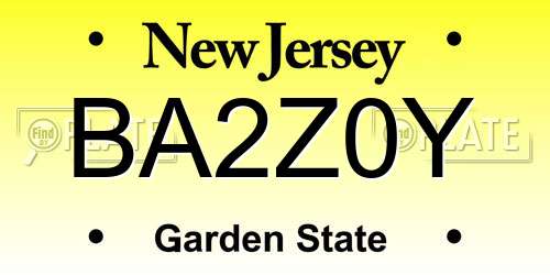 BA2Z0Y New Jersey License Plate