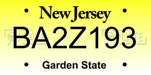 BA2Z193 New Jersey License Plate