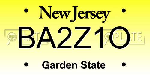 BA2Z1O New Jersey License Plate