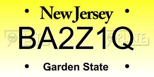 BA2Z1Q New Jersey License Plate