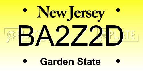 BA2Z2D New Jersey License Plate